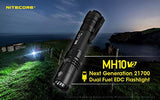 Nitecore MH10 V2 - Linterna recargable tipo C de 1200 lúmenes con cargador de pared Eco-Sensa USB rápido de 3 amperios