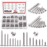 Hilitchi Juego de 570 tornillos de cabeza plana redonda de acero inoxidable Phillips M 3 4 5 6