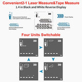 Cinta métrica láser 2 en 1, medición láser silenciosa de 40 m, pantalla LCD de color recargable USB, distancia de medición, impermeable IP54, longitud de cinta de 5 m, revestimiento de nailon para bricolaje de DTAPE