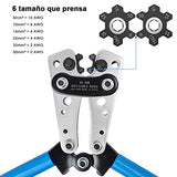 Herramienta de crimpado de cable de batería，crimpadora de lengüetas de cable de batería para terminales de cable resistentes， AWG 10，8, 6, 4, 2, 1, 0 (Cable crimping pliers set)