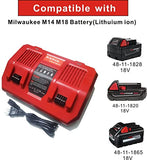 Anoitd Reemplazo de Milwaukee M18 DualBay Cargador rápido simultáneo 48-59-1802 para Milwaukee 18V M18Lithium Battery 48-11-1811, C18B, Li18, M18, M18B, M18B2, M18B4, M18BX