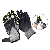 GMG Guantes antivibración, protectores de caucho termoplástico antiimpactos, guantes de impacto con agarre, resistentes a los cortes (1 par), negro, grande