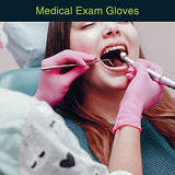 Guantes desechables de vinilo rosa pequeños, paquete de 200 unidades, sin látex, sin polvo, guantes de examen médico, quirúrgicos, para el hogar, limpieza y alimentos, 3 mm de grosor, 2 cajas de 100 unidades