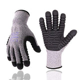 Guantes antivibración, resistentes a cortes y impactos, guantes mecánicos de trabajo, Gris, Large