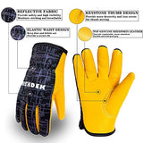 Guantes de trabajo de piel auténtica para niños, guantes de trabajo de jardinería para niños, guantes de seguridad, diseño reflectante, transpirable, perfectos para jardinería infantil, trabajo en el patio, al aire libre (mediano, negro, 4 a 6 años)