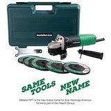 Metabo HPT G12SR4 molinillo angular de 4-1/2 pulgadas, estuche y 5 ruedas abrasivas incluidas, 6.2-Amp, compacto y ligero