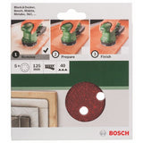 Bosch Home and Garden 2609256A22 - Juego de 5 hojas para lijadoras de órbita aleatoria 125.40