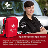 First Aid Kit for Emergency - 150 Piece - Car, Home, Travel, Camping, Hiking or Office - Reflective Cross and Red Case Fully Packed w/Medical Supplies