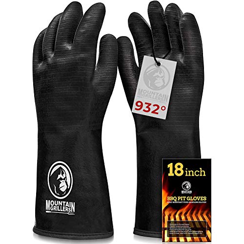 Guantes resistentes al calor extremo para barbacoa – Guantes de parrilla de alta temperatura – Cocina de barbacoa, ahumador, horno, freidora, parrilla, impermeable, ignífugo, resistente al aceite – Revestimiento de neopreno (18 pulgadas)