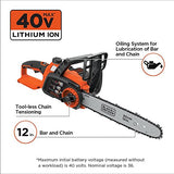 BLACK+DECKER LCS1240 40V MAX Lithium Ion Chainsaw, 12"