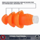 Titan Tactical 29NRR - Tapones reutilizables para los oídos (con filtro de ruido extraíble y carcasa de aluminio resistente (para canales normales y pequeños)