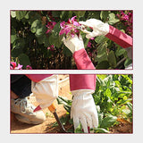 Guantes de jardín para mujeres y hombres, guantes de poda de rosa, piel de cerdo, resistencia a pinchazos, manga larga, guantes de jardín a prueba de espinas, guantes de trabajo de jardín con protección del antebrazo (M, rosa)