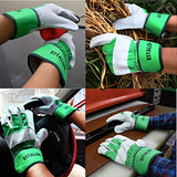 Estalon - Guantes de trabajo de piel de vaca para hombres y mujeres, guantes de rendimiento para jardinería, construcción y conducción, tallas pequeñas a XL, 1 par