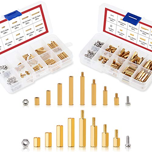 hilitchi 240pcs M2 y M3 latón Spacer Standoff Tornillo Tuerca Surtido Kit