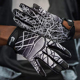 Cutters Guantes de fútbol antideslizantes para el día del juego, para jóvenes y adultos, guante receptor con agarre de silicona de alta adherencia, soporte superior y protección para todas las edades, guantes de fútbol, 1 par, color negro