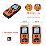 Medición láser LOMVUM 393 pies - Herramienta de medición láser con conmutación de unidad de M/in/pies, LCD retroiluminada, modo pitagórico, medida distancia, área y volumen, bolsa de transporte y batería incluida