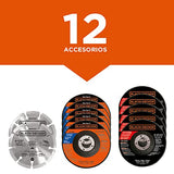 BLACK+DECKER Esmeriladora 4 1/2 Pulgadas con 12 Discos G720K12-B3