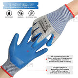 Guantes de corte doble resistentes a los cortes de nivel 5, de grado alimentario, con revestimiento de látex, guantes de corte semiimpermeables con agarre firme, guantes de seguridad a prueba de cortes para rebanar mandolinas, exprimir ostras, cortar carn