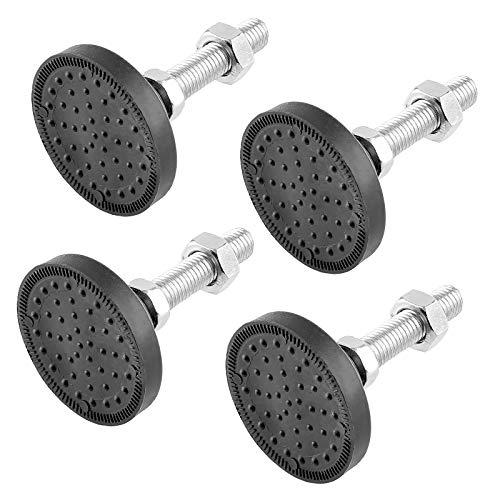 BokWin 4Pcs M12 Thread Furniture Levelers, Black Furniture Glide Swivel Leveling Feet, Heavy Duty Furniture Leveler, Adjustable Leveling Feet Lathe Feet (2.3