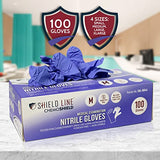 SHIELD LINE Guantes de nitrilo para examen médico, XL, paquete de 100 – Guantes desechables con clasificación quimioterapia para médicos y enfermeras, guantes sin látex ni polvo para hospital, uso doméstico, cocina