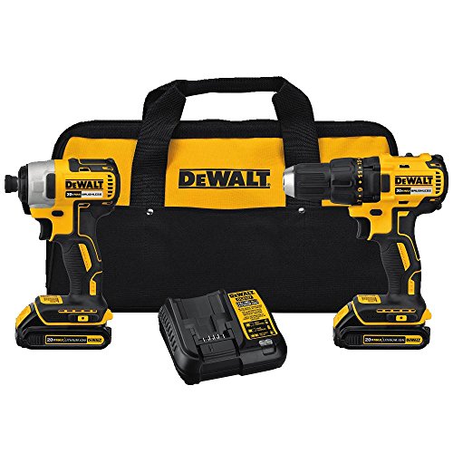 DEWALT Kit Taladro Atornillador y Llave de Impacto 20V MAX* y Tecnologia Brushless Motor con Cargador y Bolso DCK277C2