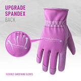 HANDLANDY Guantes de jardinería de cuero para mujer, malla 3D de ajuste cómodo guantes de jardín (medianos, rosa mejorado)