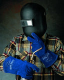 MCR Safety 4600 Blue Beast - Guantes de soldador de piel de vaca divididos con palma reforzada y pulgar de ala, azul, XL, 1 par