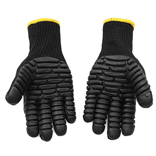 BYyushop Guantes a prueba de golpes, antivibración, resistente a los golpes, protección de seguridad, mecánico, color negro