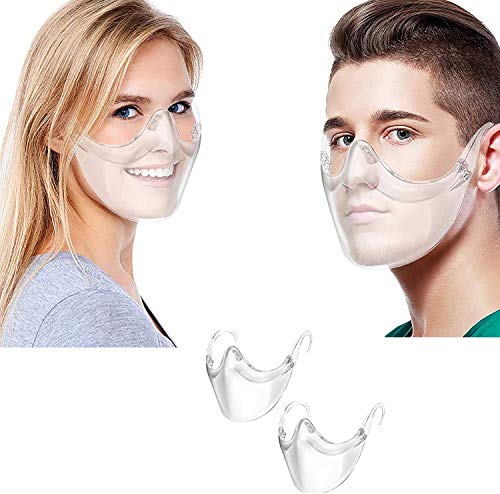 Máscara transparente transparente antivaho reutilizable para hombres y mujeres, protección facial, nariz y boca, Transparente, Small (Pack of 2)