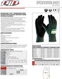 3 Pack MaxiFlex Cut 34-8743 Cut Resistant Nitrile Coated Work Gloves with Green Knit Shell and Premium Nitrile Coated Micro-Foam Grip on Palm & Fingers. Sizes S-XL (Large)