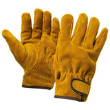 1 par de guantes de cuero ignífugos, color amarillo, duraderos, anticalor, guantes de seguridad para trabajo, para camping, soldadura, herramientas de mano de metal, 1 par, Medium