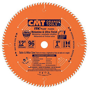 CMT P12096 1" Bore ITK Melamine & Ultra Finish Saw Blade, 12" x 96 Teeth