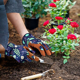 Guantes de jardinería de cuero para mujer, guantes de trabajo para deshierbar, cavar, plantar, rastrillar y podar (B-azul)