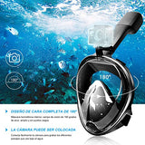 Hisemy Máscara de Buceo, 180° Vista Facial Completa Mascara de Buceo, Libre Anti vaho y Anti Fugas con Montaje de cámara para Adultos y Niños(L-XL)