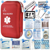 Kit de Primeros Auxilios – 163 Piezas Impermeable portátil Lesiones Esenciales y Cruz roja, Kits de Equipo médico de Emergencia: para Coche, Cocina, Camping, Viajes, Oficina, Deportes y hogar