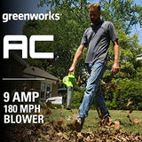 Greenworks Soplador de 2 velocidades de 9 amperios (170 CFM/180 mph) 2401502