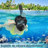 Hisemy Máscara de Buceo, 180° Vista Facial Completa Mascara de Buceo, Libre Anti vaho y Anti Fugas con Montaje de cámara para Adultos y Niños(L-XL)