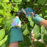 Wells Lamont Guantes de jardinería para mujer con estampado botánico de cuero, talla M (4183M)