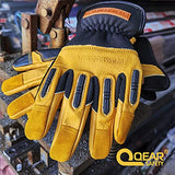 Guantes de trabajo de cuero para hombres y mujeres, guantes mecánicos, guantes de trabajo con pantalla táctil, guantes de seguridad, 1 par (mediano)