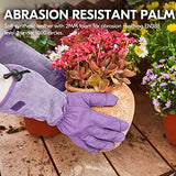 Vgo Guantes de Jardín para Mujeres con Palma de Cuero Sintético Guantes de Largo Puño de Cuero de Cerdo Dividido Anti Espina de Rosa, Arboles y Cactus (1Par, Púrpura, Talla L/G, SL6592W)