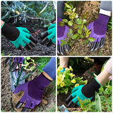 Gloryfox Guantes de jardinería para excavar y plantar (2 pares con garras, morado)