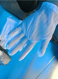 Othmro 5 pares de guantes antiestáticos, guantes antideslizantes de trabajo de dedo completo, fibra conductora de poliéster, a prueba de polvo, guantes de seguridad protectores para la industria electrónica, semiconductores, patrón de rayas S, color blanc