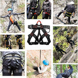 Tongina Fancyes Arnés de Seguridad de Escalada Espesa, arnés de Medio Cuerpo más Ancho para el montañismo/de Incendios/Escalada de Rocas/rapel/Escalada de, Negro